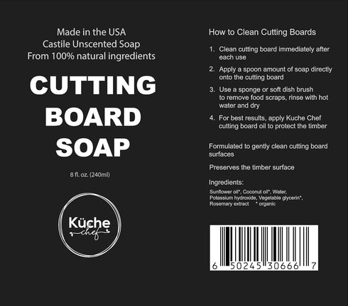 Natural Cutting Board Soap (8oz) Made in the USA. Nurture and Maintain Wooden Cutting Boards....
