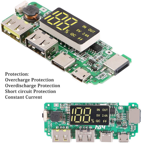 1 pcs 5V 2.4A 186 50 Charging Board Mobile Power Bank Module Dual USB 186 50 Lithium Battery Charger Board Digital LCD Display Protection Module w...