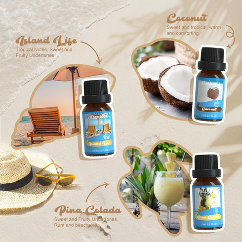 SALKING Surf & Sand Fragrance Oils, Premium Essential Oil for Diffuser, Scented Oil Gift Set for Soap Candle Making - Ocean Breeze, Salty Sea, Pin...