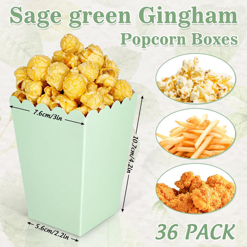 36Pcs Sage Green Mini Popcorn Boxes Green Popcorn Buckets Candy Favor Boxes for Movie Night Party Supplies, 2.2 x 4.2 x 3in...