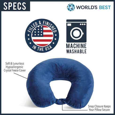 Adult Cozy Soft Microfiber Neck Pillow for Travel – Compact, Machine Washable - Perfect for Airplane, Car, or Home Use - Filled and Finished in th...
