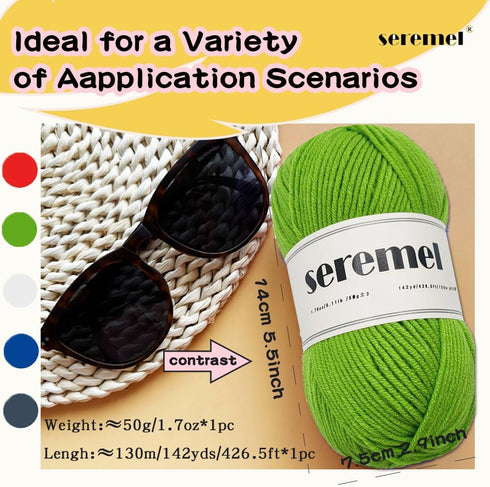 4Ply Acrylic Soft Yarn 2 Balls 1Pack, 2 Pcs Crochet Yarn Total 100g (3.4oz) / 260m (280Yds), Crocheting/Knitting #4 Medium Yarns, Worsted Beautifu...