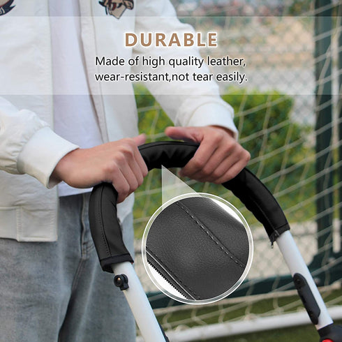 CHILDHOOD Baby Stroller Armrest Handle Sleeve Cover Universal Handle Cover Artificial Leather Black...