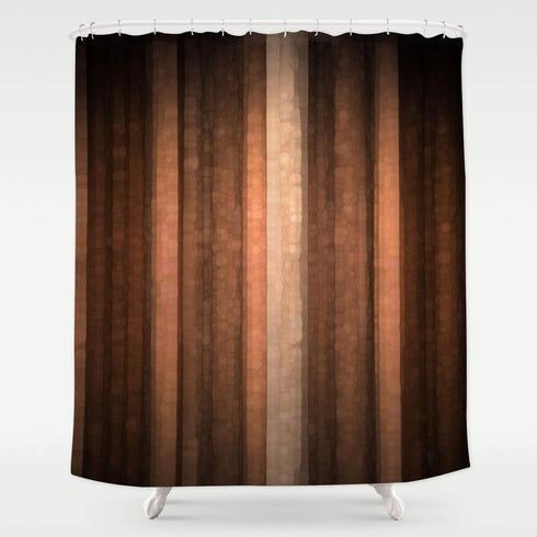 Gibelle Brown Striped Shower Curtain, Orange Copper and Pale Peach Abstract Fall Cool Glass Texture Vintage Ombre Design Bathroom Curtain Waterpro...