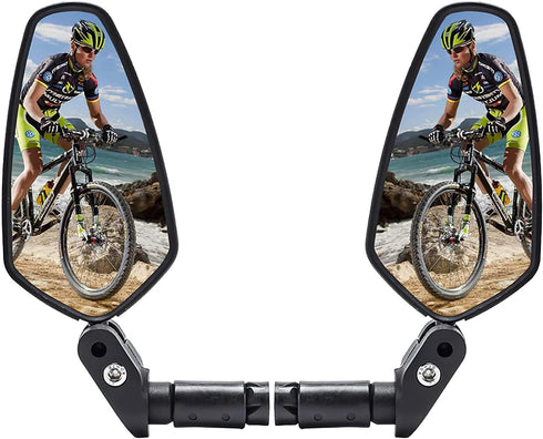 Bike Mirrors, ALLOMN 2Pcs Bicycle Rear View Mirrors for Handlebars, 360? Rotatable Convex Glass Lens Bar End Mirrors, Adjustable HD Handlebar Rear...