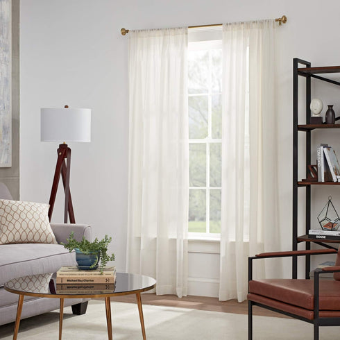 MODE Simplicity Collection 5/8" Diameter Curtain Rod Set with Doorknob Curtain Rod Finials and Steel Wall Mounted Adjustable Curtain Rod, Fits 32”...