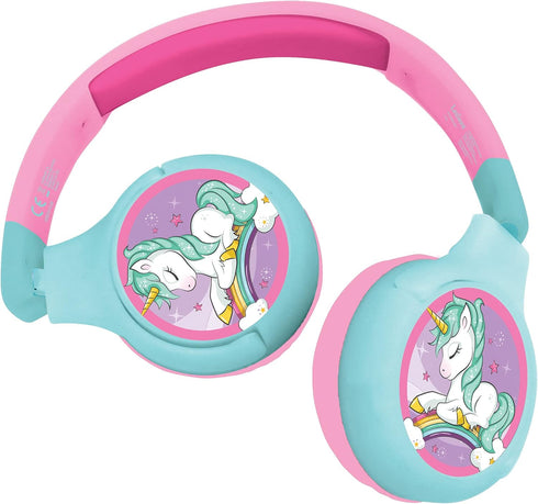 Lexibook Unicorn 2-in-1 Bluetooth Headphones for Kids - Stereo Wireless Wired, Kids Safe, Foldable, Adjustable, HPBT010UNI, Pink, 16.5 x 8 x 18.5 ...