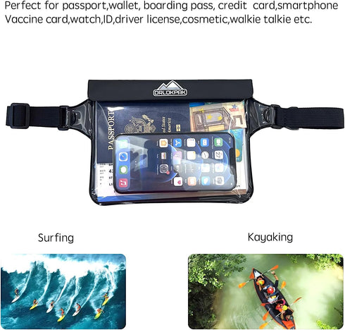 Waterproof Waist Bag Waterproof Waist Pouch With Secret Holder Keep Your Phone kindle Wallet Watch Passport Dry Perfect For Surf Canoe Swim Snorke...