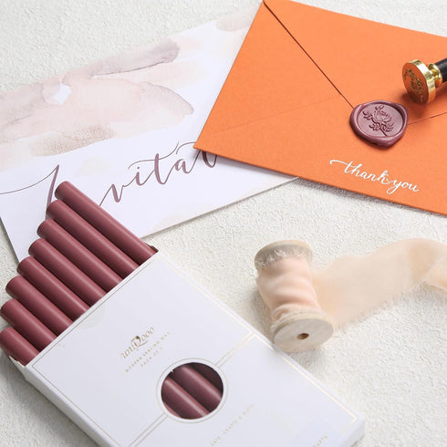 UNIQOOO Plum Vintage Rose Glue Gun Sealing Wax Sticks for Wax Seal Stamp - Great for Wedding Invitations, Cards Envelopes, Snail Mails, Wine Packa...