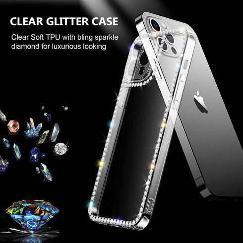 Bonitec Compatible with iPhone 11 Pro Max Bling Case for Women Girly 3D Glitter Sparkle Case Luxury Shiny Cute Crystal Clear Charms Rhinestone Dia...