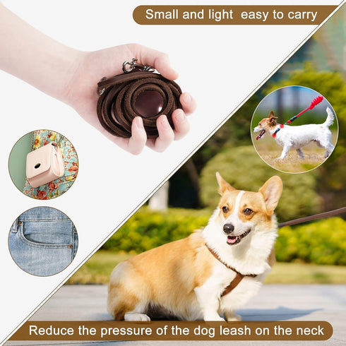 Genuine Leather Dog Leash, 6Ft Super Thin and Lightweight Dog Leash, Soft and Slim Pet Leashes for Puppies and Cats Less Than 15lb...