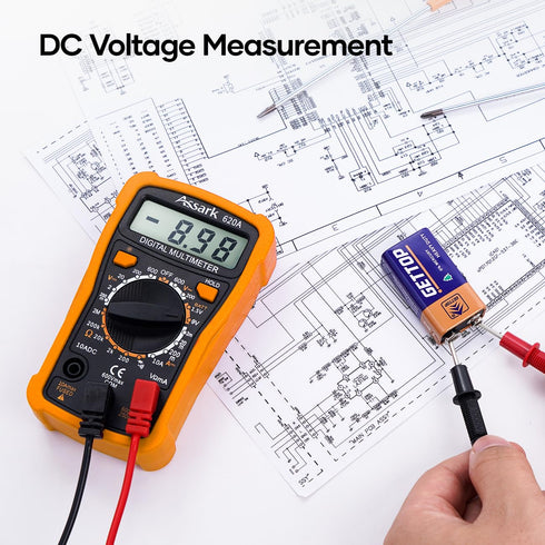 Digital Multimeter Voltage Tester, Assark 2000 Counts Multimeter Measure AC DC Voltage DC Current, Meter Tester Test Volt Ohm Amp Diode Continuity...