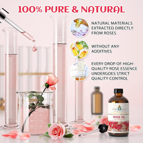 EVOKE OCCU Rose Essential Oil 4 Oz, Premium Rose Oil for Diffuser Fragrance DIY Candle Soap Making-118ml...