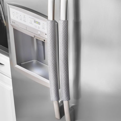 OUGAR8 Refrigerator Door Handle Covers Handmade Decor Protector for Ovens, Dishwashers.Keep Your Kitchen Appliance Clean from Smudges,Food Stains(Rhombus Gray,19.7"L*4"W)