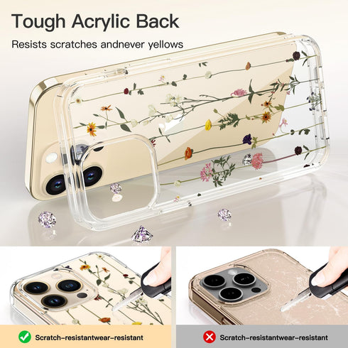 ICEDIO for iPhone 13 Pro Max Case with Screen Protector,Slim Fit Crystal Clear Cover with Fashionable Designs for Girls Women,Protective Phone Cas...