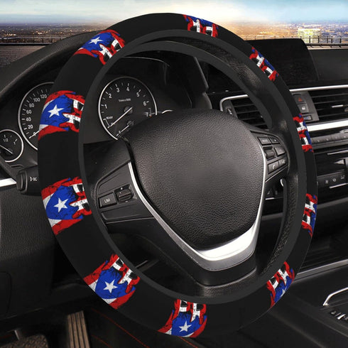 Puerto Rico Flag Steering Wheel Cover - Universal Elastic Stretch Steering Wheel Covers Fits Most Vehicles...