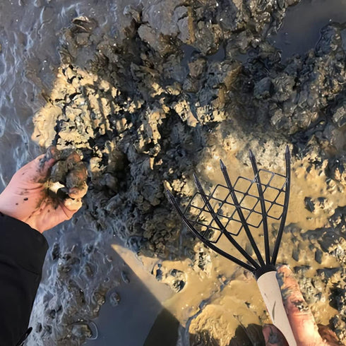 GANAZONO Tools Beach Rake Beach Rake 2pcs Claw Rake with Net Wooden Handle Seafood Digging Rakes Clam Scraper Oyster Shell Digging Tool for Beach ...