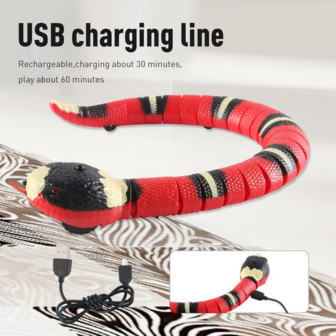 Smart Sensing Snake Toy,Interactive Toys Snake for Kids, Cats&Dog Kitten Toys USB Rechargeable Electric Simulation Slithering Serpent Realistic Sn...
