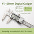 All-Metal Digital Caliper 0-4"Measuring Tool, Micrometer Caliper with Auto-Off Feature, Interchangeable Between inches and millimeters for DIY/Hou...
