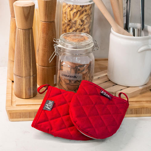 Oven Mitts Heat Resistant – (Red Color) Mini Oven Mitts, Silicone Gloves Heat Resistant, Kitchen Gloves for Cooking, Silicone Oven Mitts & Pot Hol...