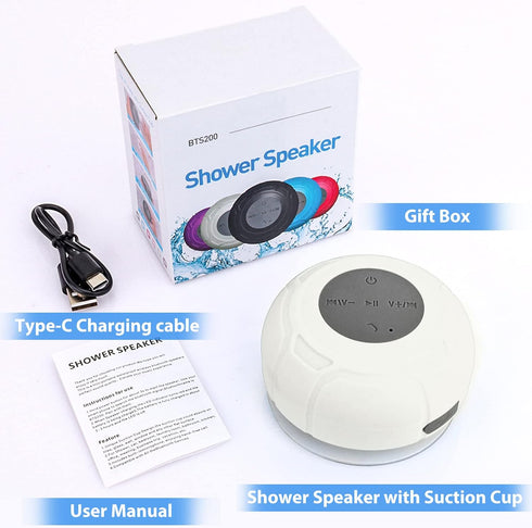Waterproof Bluetooth Shower Speaker Portable Wireless Water-Resistant Speaker Suction Cup,Built-in Mic Gifts for Kids Speakerphone for iPhone Phon...
