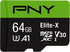 PNY 64GB Elite-X Class 10 U3 V30 microSDXC Flash Memory Card...