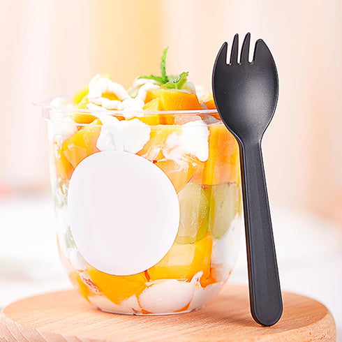 Black Plastic Spoon Forks, Premium Disposable Forks Cutlery for Parties Picnics Camping Family Gatherings (100)...