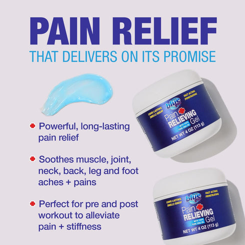 Blue Goo Pain Relieving Gel - for Back/Neck, Muscle/Stiff Joints Pain, Sprains, Strains, Fast-Acting, Cooling+Soothing Relief, Made w/ 100% Pure E...