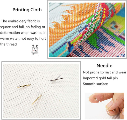 Stamped Cross Stitch Kits Full Range of Easy Patterns Embroidery Starter Kits for Beginners?Printed Cross-Stitch Kits for Home Decor DIY 14CT 2 St...