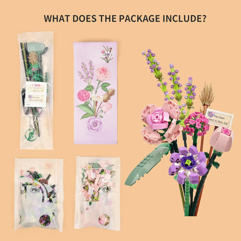 Mini Bricks Flower Bouquet Building Set, Artificial Flowers DIY Unique Decoration Home 547 Pcs Botanical Collection for Couples Women Wife Girl...