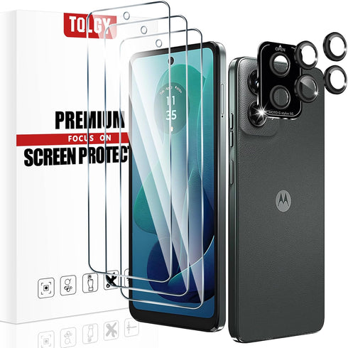 TQLGY 3 Pack Screen Protector for Motorola Moto G 5G 2024 with 3 Pack Camera Lens Protector, Ultra HD Tempered Glass, 9H Hardness, Anti-Scratch, B...