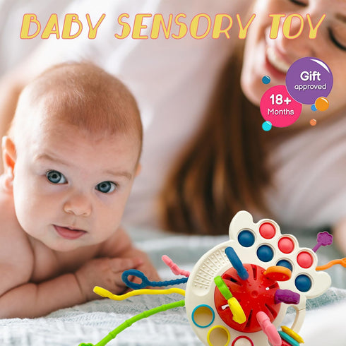Montessori Toys for 18+ Months Old - Baby Sensory Toys for Boys and Girls Silicone Pull String Activity Toy for Toddlers Learning & Educational To...