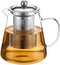 34OZ Glass Teapot, Glass Teapot With Infuser 18/8 Stainless Steel, Clear Teapot Small Tea Kettle, Loose Leaf Tea Maker Tea Brewer for Camping, Tra...