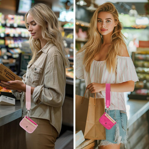 Mum's memory Slim Minimalist RFID Wallet Card Holder for Men & Women,Zippered front and rear 5-pocket wallet Card Holder Match Wristlet Keychain...