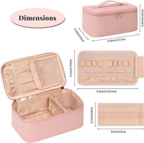 OCHEAL Makeup Bag, Travel Makeup Bag With Multi-Compartments,Large Capacity Pink Cosmetic Bags Organizer For Women Girls,Waterproof Portable Toile...