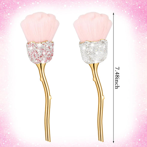 Tessco 2 Pieces Rose Flower Nail Dust Brush Makeup Brush Large Face Powder Makeup Brushes Dust Powder Remover Foundation Makeup Brush Powder Brush...