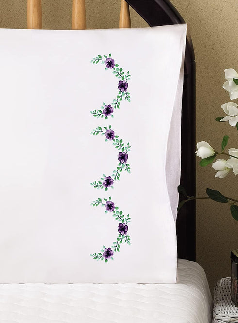 Design Works Crafts Lilac Scallops Stamped for Embroidery Pillowcases, Purple......