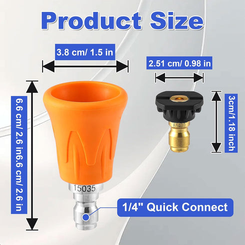Pressure Washer Nozzle Guard, Stainless Steel High Power Washer Nozzle Tips Set with Upgraded Rubber Protector Cover, 5Pcs Pressure Washing Nozzle...