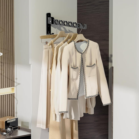 Wall Mounted Clothes Drying Rack, Wall Clothes Hanger Foldable, Laundry Hanger Hook for Bathroom, Wall Clothes Rack Indoor, Perfect for Small Spac...