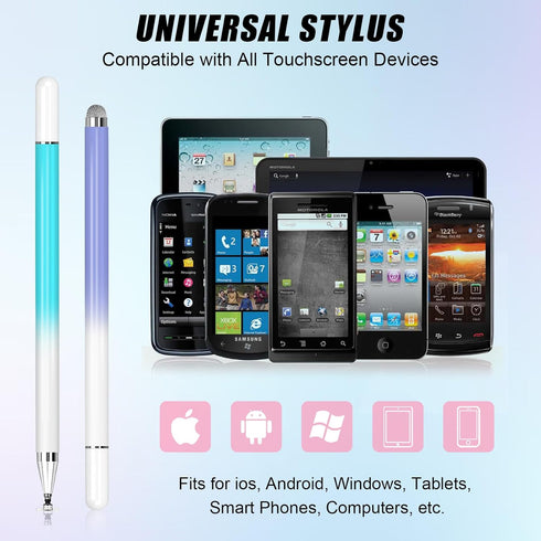 2 Pack Stylus Pens for Touch Screens, 2 in 1 Tip & Magnet Cap High Precision Universal Stylus Pencil for iPhone/iPad/Tablets/Samsung Galaxy All Ca...