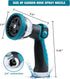 Garden Hose Nozzle Sprayer Heavy Duty, Hose Nozzle with 10 Adjustable Watering Patterns, Thumb Control On Off Valve, High Pressure Garden Hose Noz...