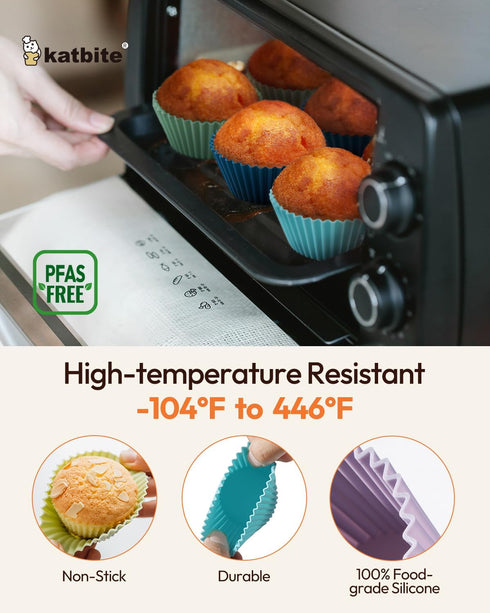 Silicone Cupcake Baking Cups Katbite 24 Pack Silicone Baking Cups Reusable Non-stick Heavy Duty Cupcake Liners for Baking Soft Pale Muffins Cups f...