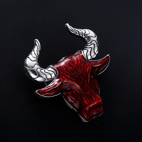 OX Head Brooch, Cattle Brooch Animal Brooches 1.8 X 2.0in Small and Charming Shape for Christmas(Silver horns)...