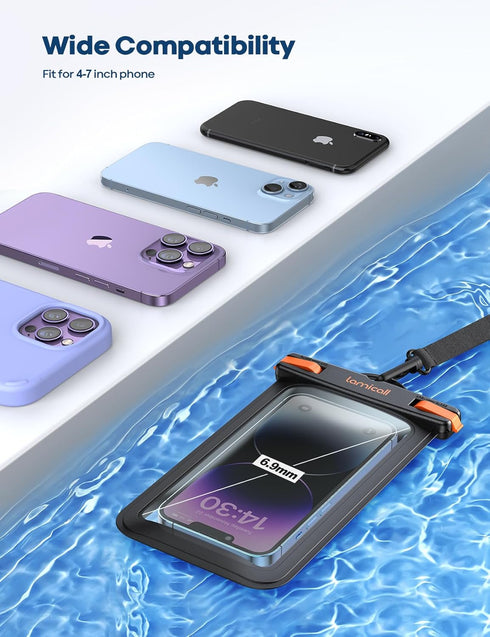 Lamicall 2 Pack Waterproof Phone Pouch Case - IPX8 Water Proof Cell Phone Dry Bag for iPhone 15 14 13 12 11 XS XR X Pro Max Plus Mini, more 4-7" C...
