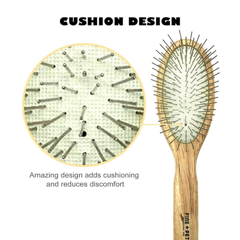 Wooden Dog Brush, 25MM Oval Pin Brush, Stainless Steel Pins with Polished Tips for Long Hair Pet Grooming, Professional Grooming Brush for Dogs & ...