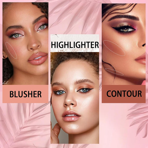 Blush Palette, Highlighter Contour Makeup Palette, Blush for Cheeks, All-In-One Bronzer Bright Shimmer Cosmetics Sets for Eyes, Lips & Cheeks...