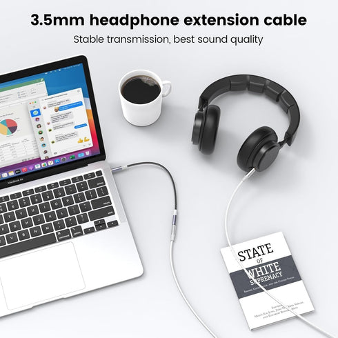 MOSWAG 3.5mm Male to Female Extension Cable with Microphone Stereo Audio Adapter Nylon Braided Compatible for Home/Car Stereos Smartphones Headpho...