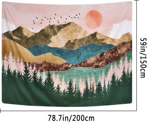 ARFBEAR Mountain Tapestry Forest Tree Popular Wall Hanging Tapestry Nature Landscape Green and Brown Beach Blanket(Large-79 x 59 in) …...