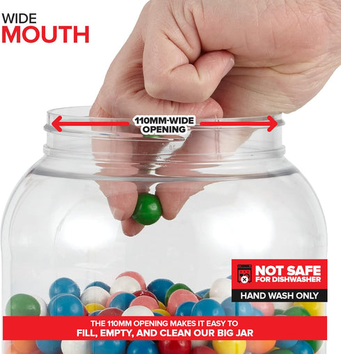 Stock Your Home 1 Gallon Clear Plastic Jars with Lids (2 Pack) 128 oz Wide Mouth Large Jar with Lid, Big Container for Candy, Cookies, Arts & Craf...