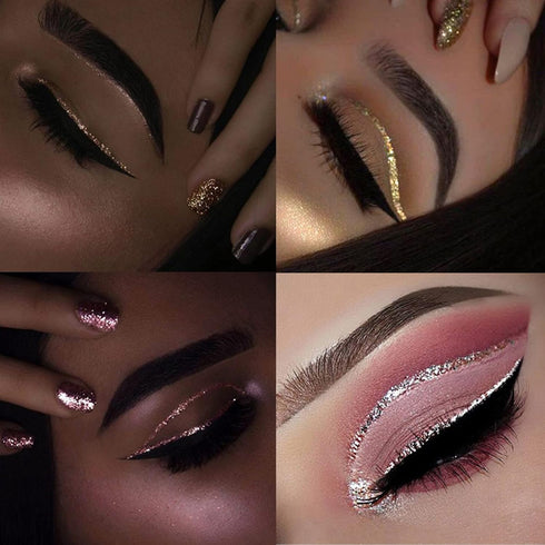 Glitter Eyeliner,Purple Giltter Eyeliner, Long-lasting Waterproof Eyeliner Eye Glitter Makeup, Silver, Gold, Pink Green High-pigmented Colorful Gl...